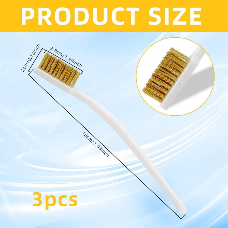Pretwad Small Brass Brush 3PCS Brass Wire Brushes for Cleaning, 3D Printer Nozzle Cleaning Brasses Wire Toothbrush Tool, Brasses Brush Handle Hot End Toothbrush for Polishing & Rust Removal - Image 2